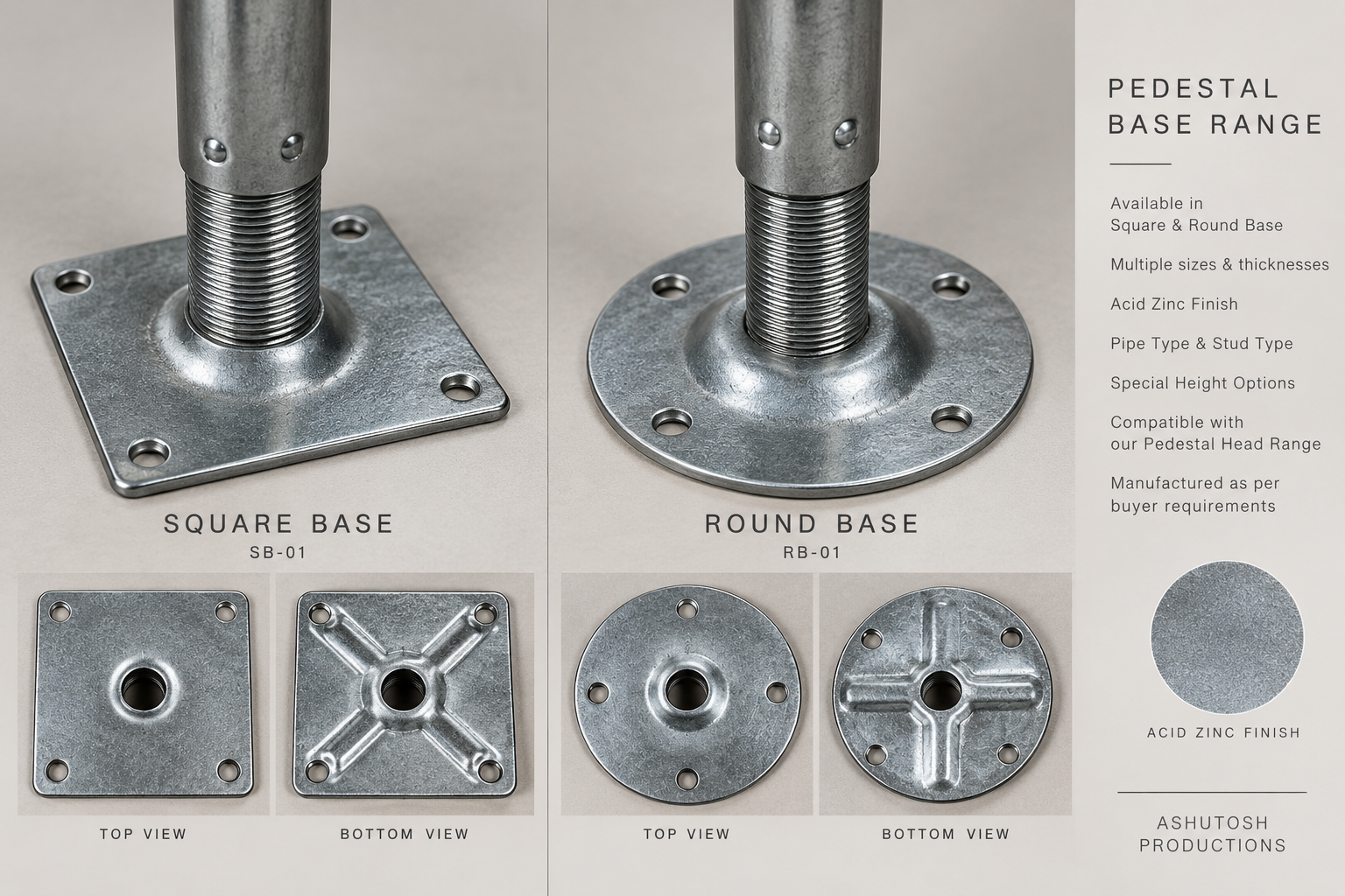 Square and round pedestal base range